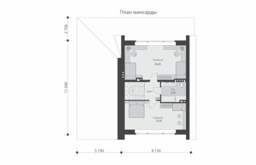 Одноэтажный дом с мансардой, подвалом и гаражом